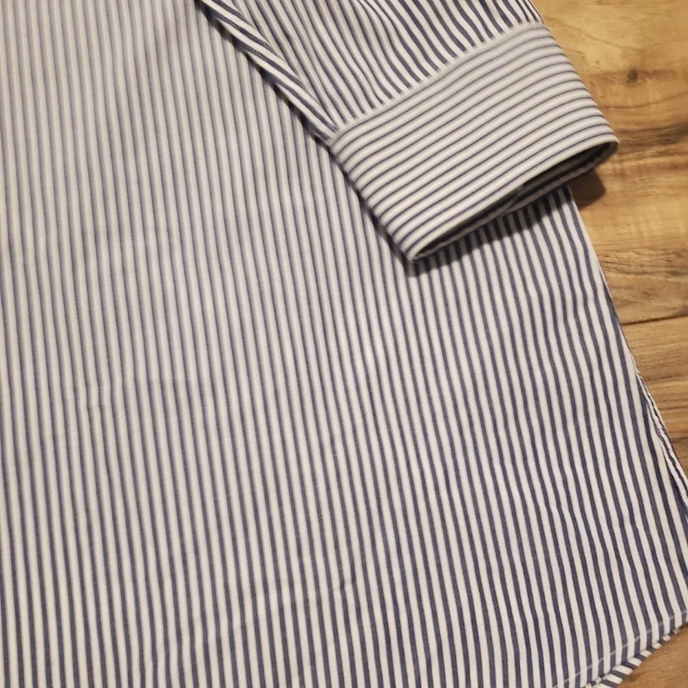 Gitman Mens Dress Up Shirt Stripes Size 35 18 1/2 - Picture 5 of 12